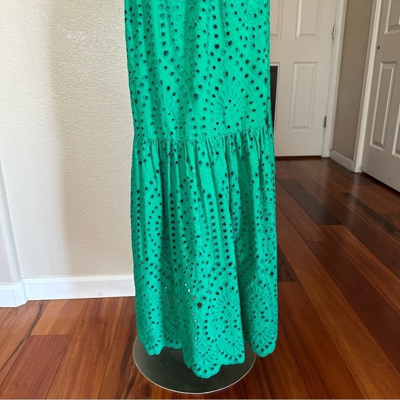 Antonio Melani Tear RIVER EYELET TROPICAL PALMS Green Halter Maxi Dress Size 10 - Picture 7 of 12